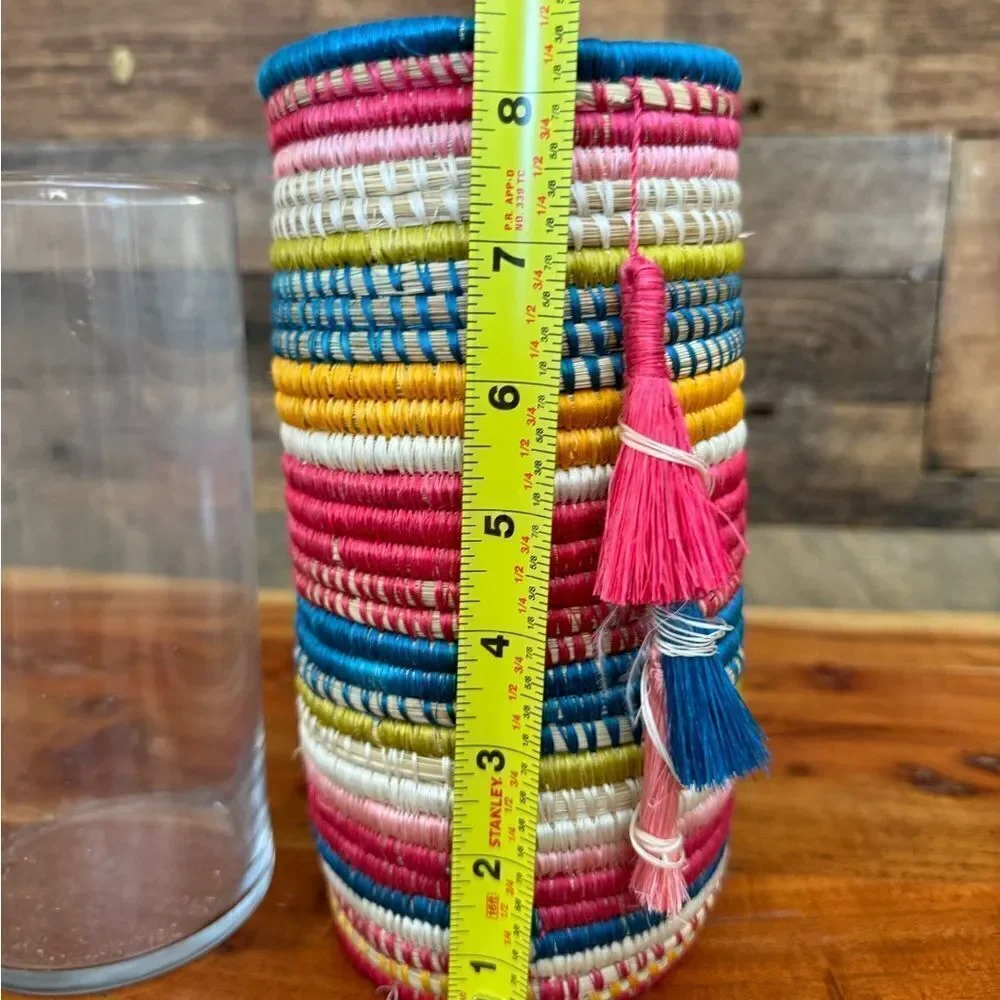 Colorful Woven Basket with Lid